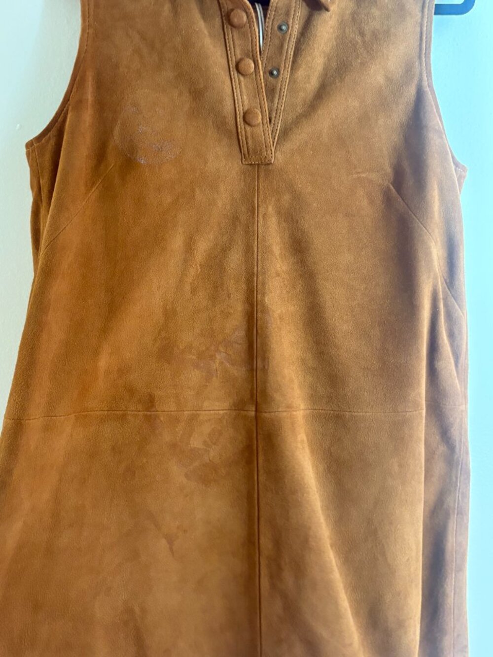 FRAME Suede City Shift dress in cognac, size 6, new with tags. 100% genuine lamb - Picture 5 of 8
